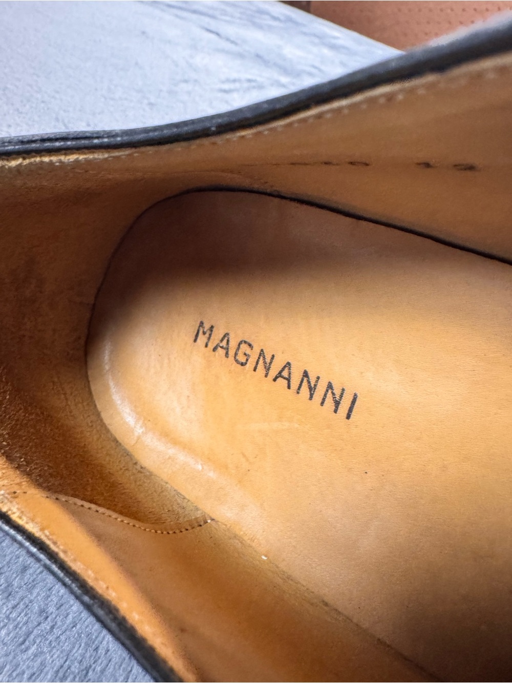 Magnanni Whole Cut Black Leather Dress Shoes - Picture 12 of 13